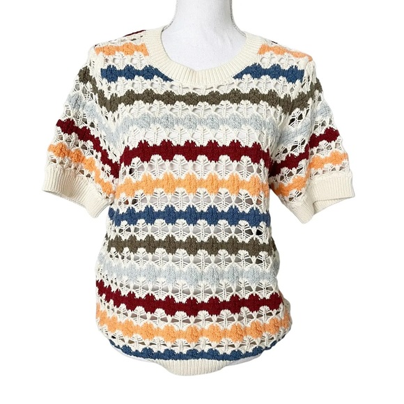 CATO women’s plus size 22/24W short sleeve crew neck crocheted summer sweater - Picture 4 of 6